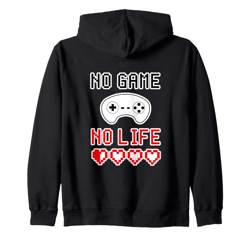 NO GAME NO LIFE No Game No Life Dot Retro Letters Otaku Gamer Funny Sayings Zip Hoodie