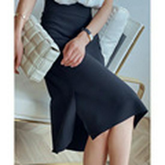

Women s High Waist Slim Fit Fishtail Slit Skirt Large чёрный
