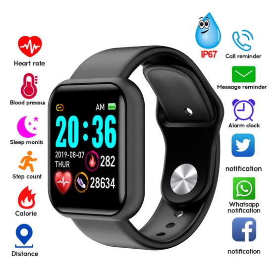 Y68 Waterproof Heart Rate Blood Pressure Monitor Smart Bracelet for iOS Android