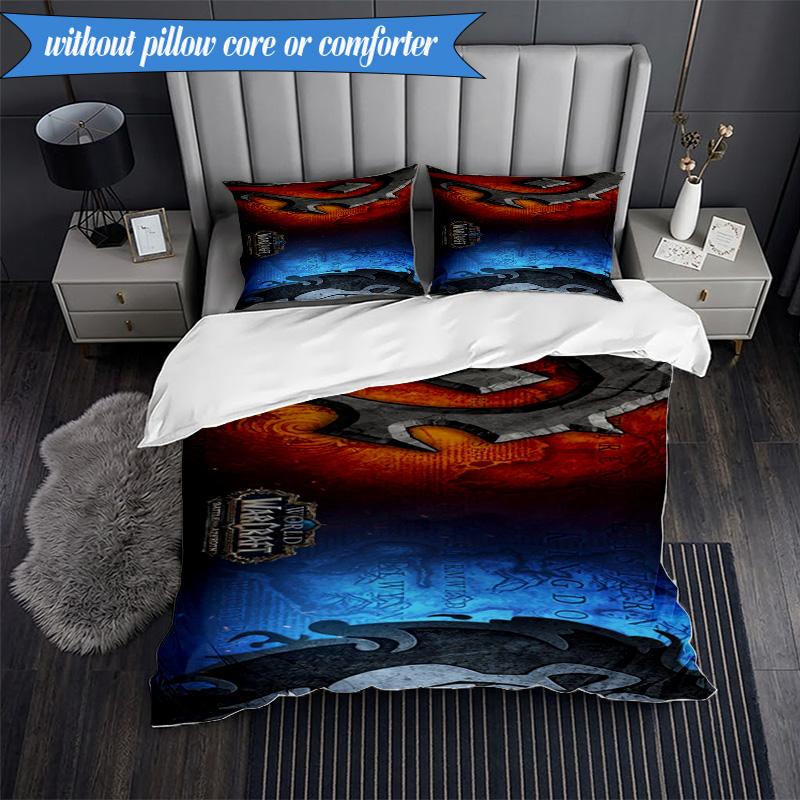 Warcraft game 3pcs K-pop music group Bedding set,Ideal for Bedroom, Dormitory,Including Duvet Cover And 2pcs Pillowcases,Fan gifts