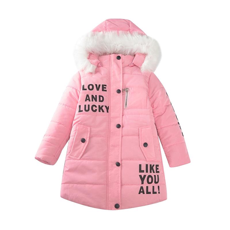 Mid-length Girls Cotton Coat Winter Children's Cotton Coat Baby Cotton Coat Children's Clothing