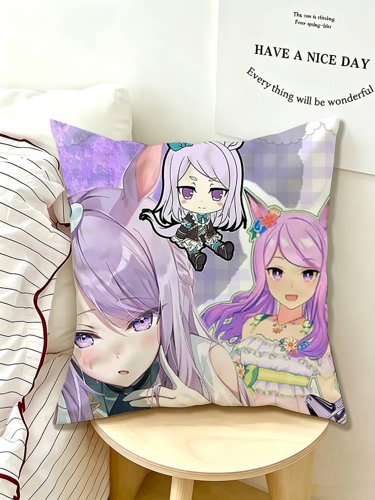 Cute Mejiro Mcqueen Uma Musume Pillow Case Pattern Printed Pillowcase For Living Room Sofa Cushion Cover