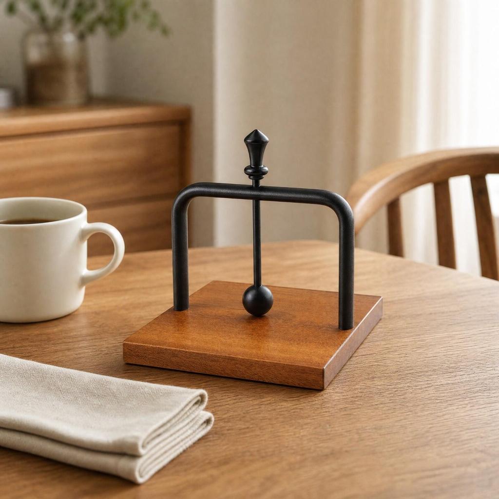 Upright Napkin Holder Compact with Wooden Base Tabletop Accessory