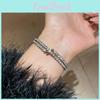 Geometric Double Layer Diamond Embellished Adjustable Bracelet For Stylish Office Wear