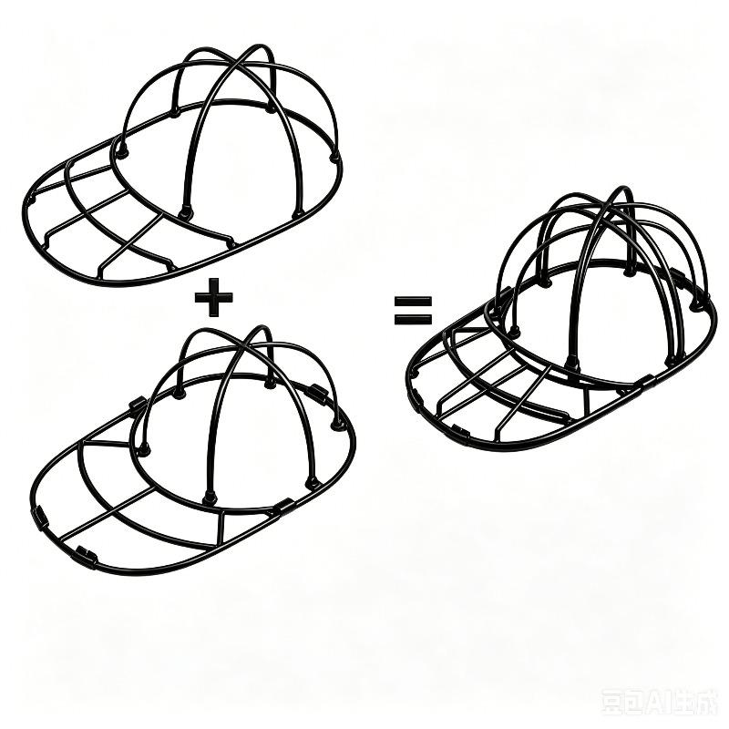 Double Detachable Baseball Cap Washing Frame,Anti-deformation Laundry Hat Protector,Reusable Cap Cleaning Support Rack