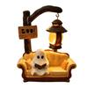 Vintage Style Home Office Ornament Halloween Ghost Reading Book Lamp, Cute Figurine Night Light with Book, Creative Indoor Seasonal Display