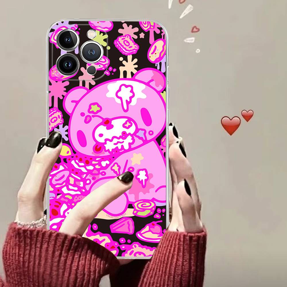 

Cut G-Gloomy B-Bear Retro Anime Phone Case For IPhone 17 16 15 14 13 12 11 Pro Max Plus Soft Cover Personalized DIY iPhone 13