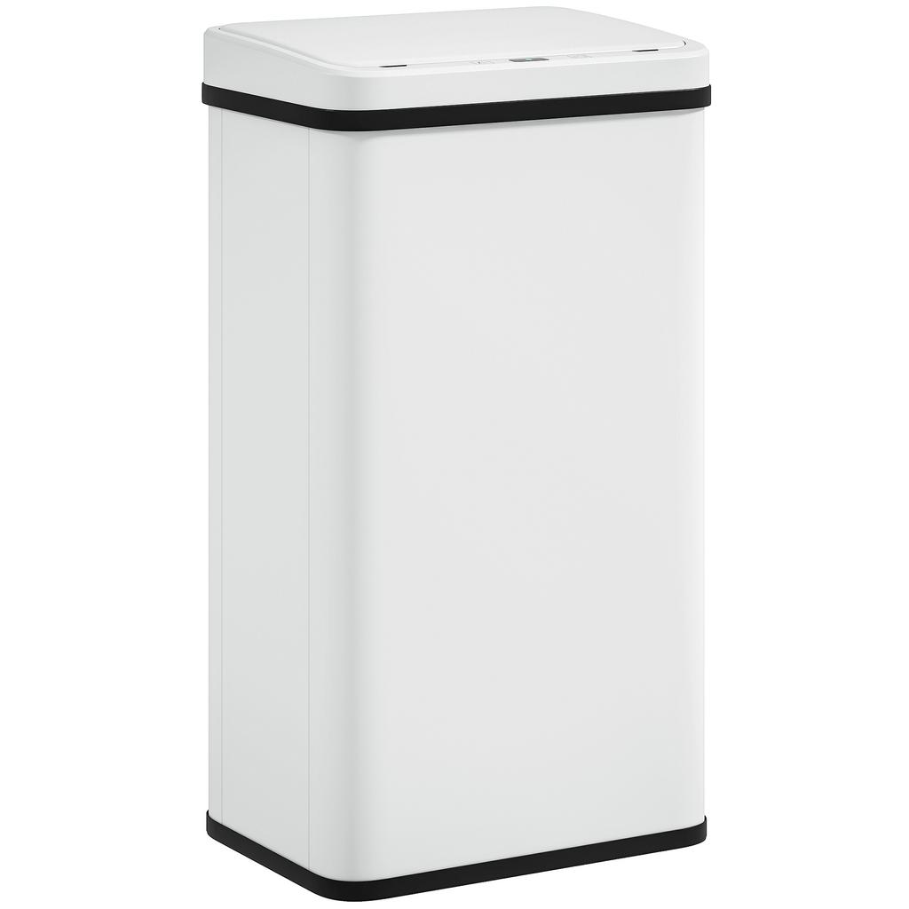 50L Sensor Bin with Soft-Close Lid, Stainless Steel Automatic Touchless Motion Sensor Kitchen Bin, White