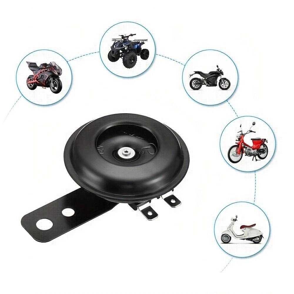 Universal Motorcycle Electric 12V 1.5A/48V 60V 72V 0.2A Round Black Basin Air Horn Motorbike Loud Disc Speaker 105Db,Pack Of 1
