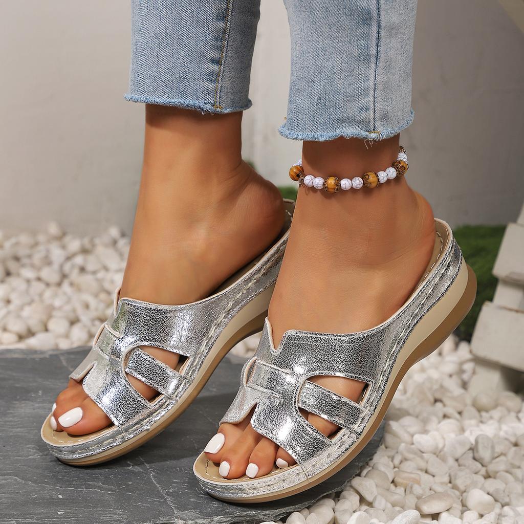 Fashion New Women's Fashion Shoes Women's Orthopedic Sandal Open Toe Retro Wedge Casual Flat Slippers Anti-slip Thick Sole Zapatos Mujer