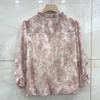Spring Floral Chiffon Shirt Women Loose Fit Fashion Slimming Printed Lace Collar Blouse