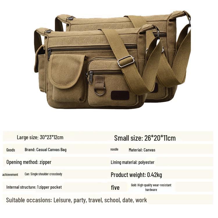 High-End Men's Retro Canvas Messenger Backpack & Shoulder Sports Bag
