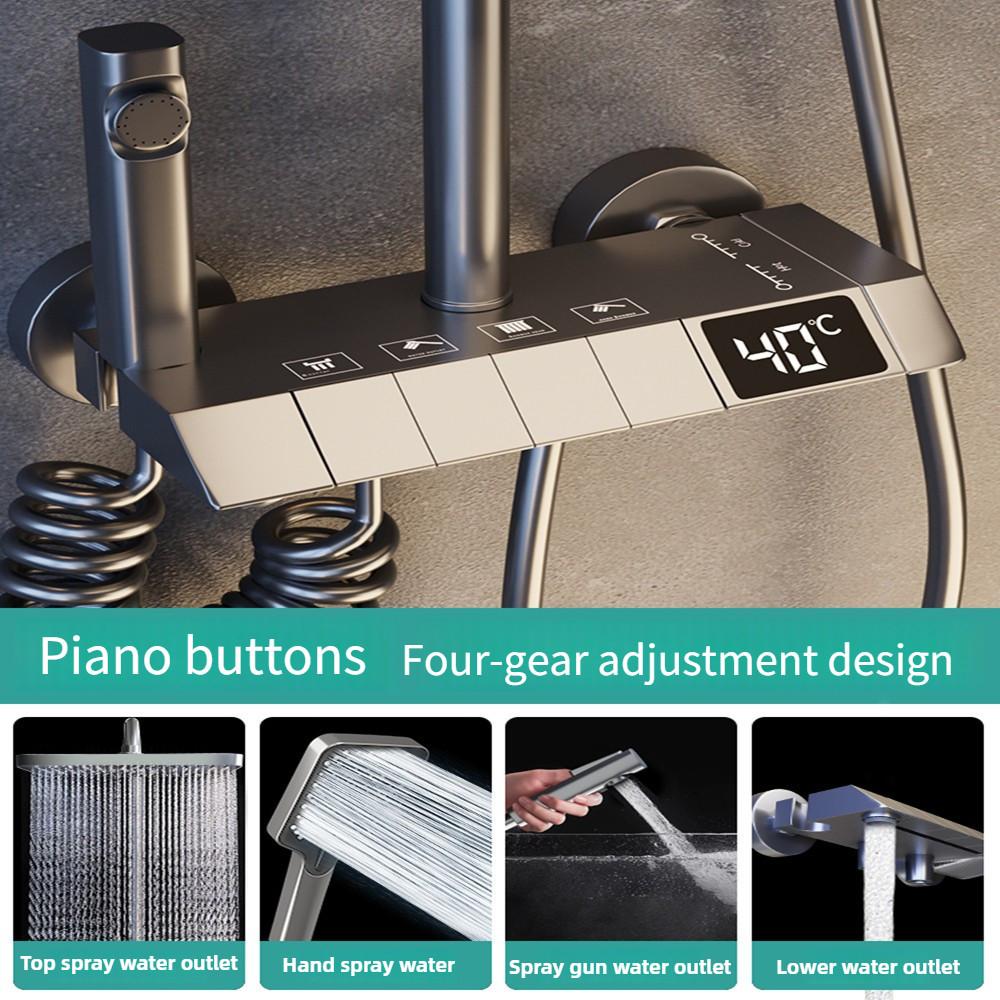 Kupfer Duschkopf Set Haushalt Badezimmer Konstante Temperatur Digitalanzeige Dusche Booster Regendusche