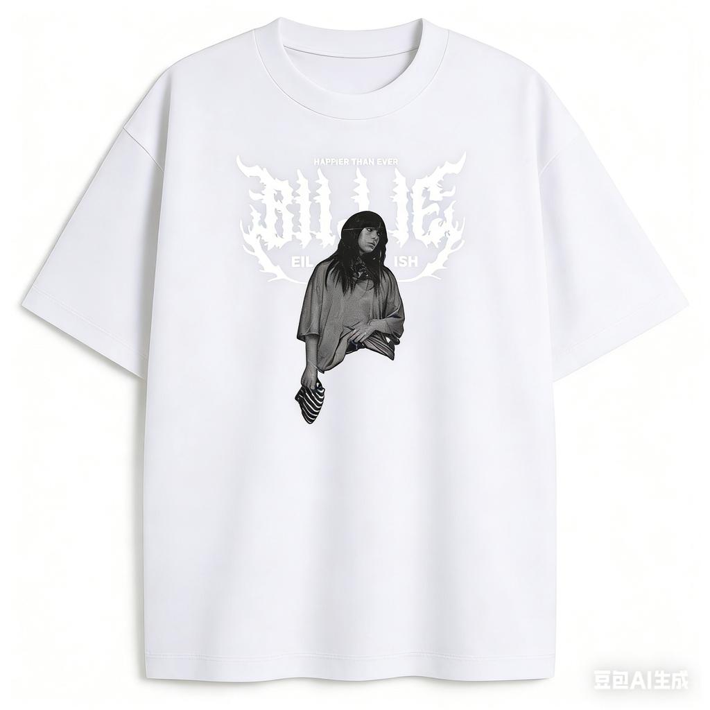 Billie Eilish Happier Than Ever Tshirt Unisex and Women Summer Cotton Clothing Casual Fashion Round Neck Short Sleeved Streetwear