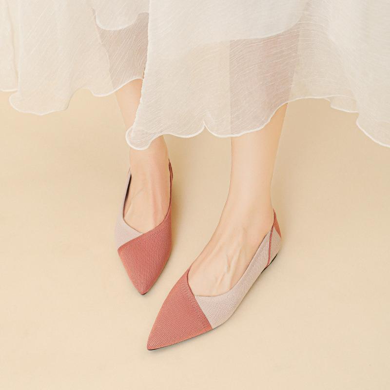 

Color matching single shoes women s new pointed beanie shoes knitted flat shoes casual soft sole pregnant women flying knitted egg roll shoes 40