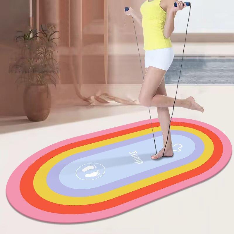 Colorful Soft Skip Rope Mat Large Non-slip Indoor Room Fitness Sports Shock Absorption Skip Rope Mat Yoga Carpet Tatami Area Rug