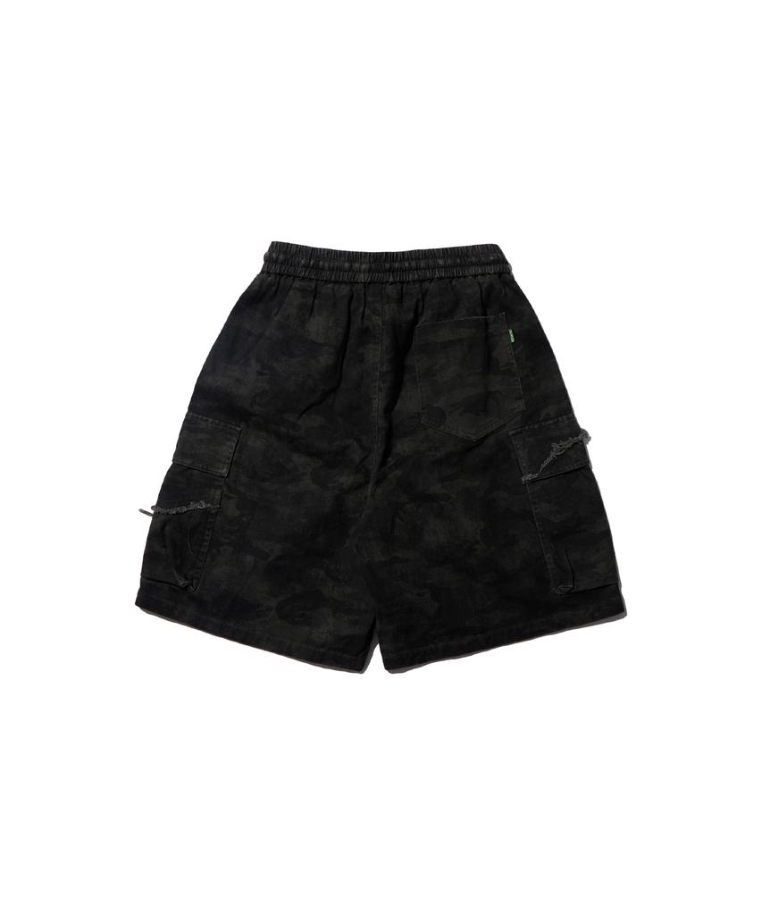 CREAM SODA LAB Camouflage Cotton Cargo Bermuda Elastic Pants Khaki