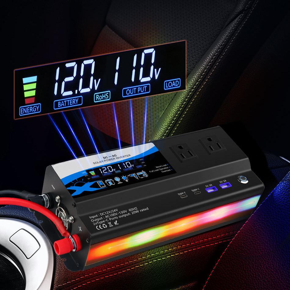 3000W/4000W/6000W High Power Portable Car Inverter Voltage Converter Intelligent Display Power Inverter