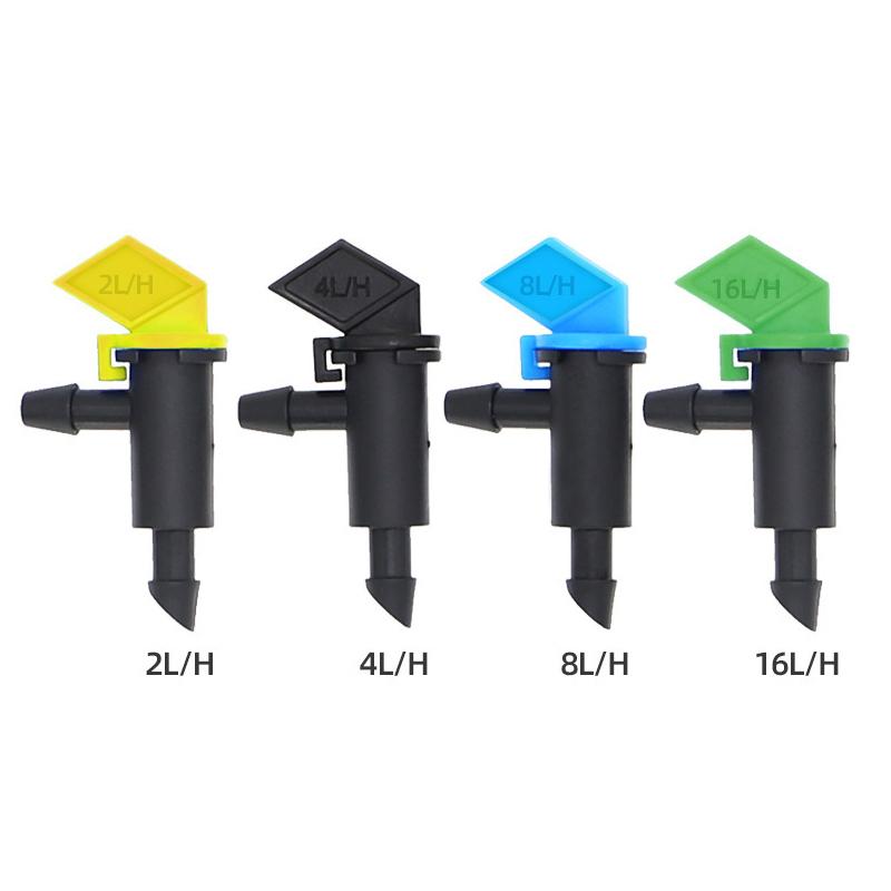 50Pcs 4L/8L/16L Flag Dripper 1/4" Barbed Steady Flow Micro Drip Irrigation Emitter Garden Bonsai Plants Flower Watering Dripper