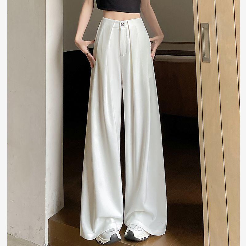 

K-style Fashion Business Ol High Waist Black Loose Drooping Plus Size Casual Lazy Suit Pants Mop Trousers L-5XL White 5XL(Large size)
