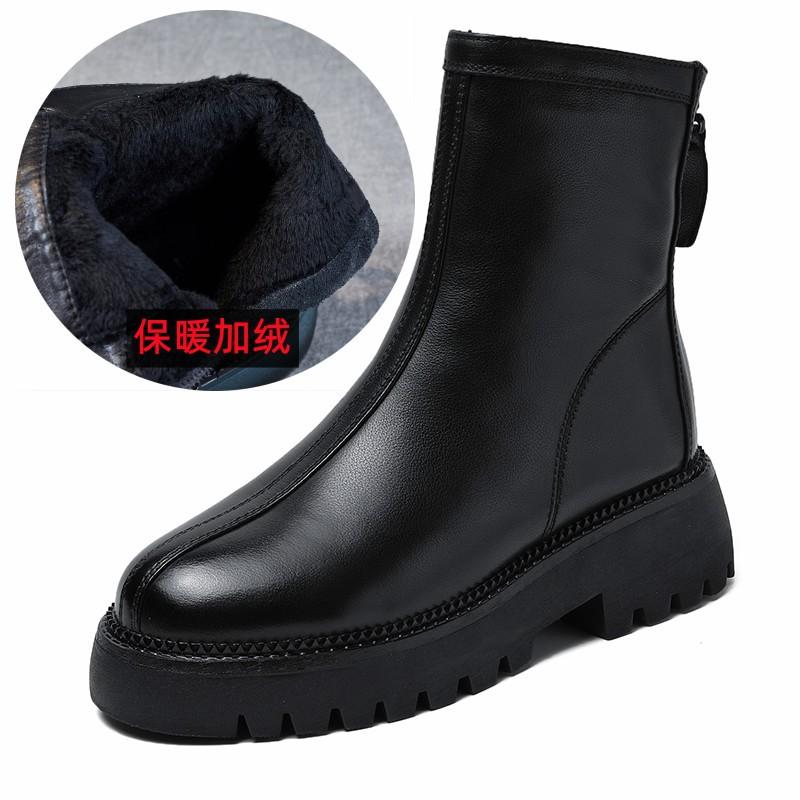 

Кожаные ботинки Мартин на платформе 2025 осень и зима женская обувь задняя молния короткие ботинки женские ботинки Майяр женские 40