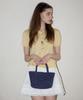 Slowslowly Camellia Handmade Crochet Raffia Mini Tote Bag _ Navy