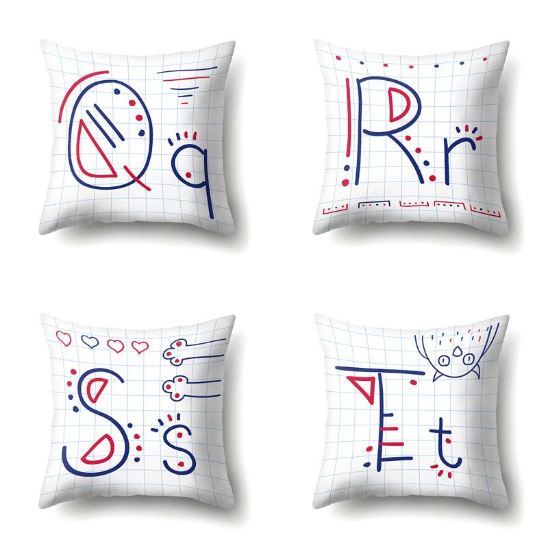 Polyester Pillow Case Decoration Home 26 English Letter Printing Pillow Case British Style Bedside Cushion Cover