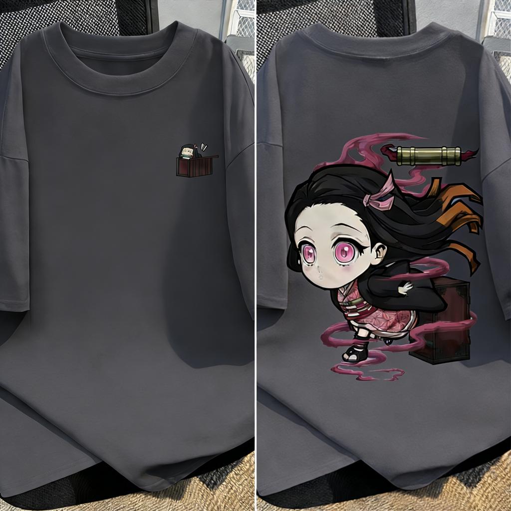 Plus Size Demon Slayer Anime Printed Unisex Women Tshirt Casual Parent Child Top Fashion Summer Street Wear Y2K Harajuku Style
