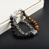 Men's Double-Layer Tiger Eye & Stainless Steel Beaded Bracelet