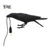 Dark Aesthetic Bedroom Decor Crow Table Lamp, Gothic Raven Night Light, Halloween Black Bird Unique Animal Desk Ornament Academia Lamp for Desktop