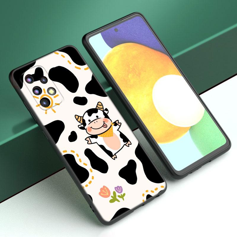 Cow Pattern Black White Case For Samsung A04 A21 A30 A50 A52 S A13 A14 A22 A23 A32 A53 A73 5G A11 A12 A31 A33 A51 A70 A71 A72