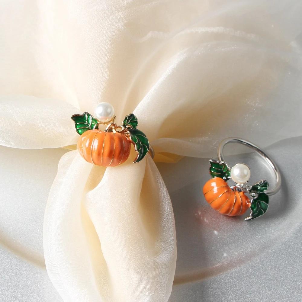6pcs/lot Halloween Pumpkin Napkin Rings Metal Napkin Holder, Table Decoration and Accessories Christmas Home Decoration Fashion