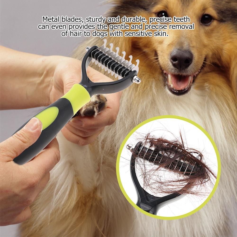 Pet Dwustronny Profesjonalny Grzebień do Rozczesywania Węzłów Szczotka Pies Czyszczenie Sierści Usuwanie Włosów Grzebienie Narzędzie do Pielęgnacji(Żółty)