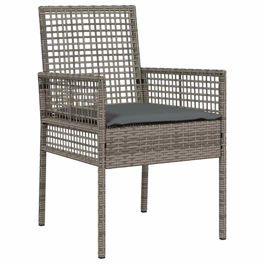 Garden Bistro Set 3 Pcs Grey Poly Rattan