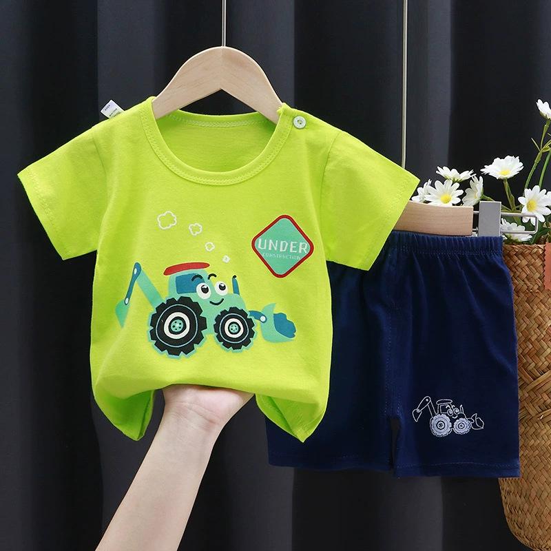 Children's Cotton T-shirt Set - Summer Boys' Casual Short-sleeved Shorts 2-piece Set