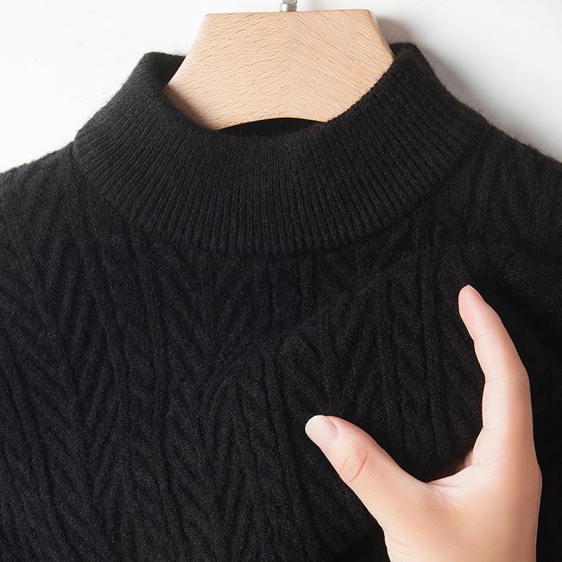 Men's Elastic Autumn and Winter Slim-fitting Thickened Sweater Turtleneck Knitted Sweater