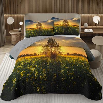 Tree Bedspread Nature Landscape Bedspreads for Boys Girls Reversible Grey Coverlet Set Modern Abstract Art Quilted Bedding Queen