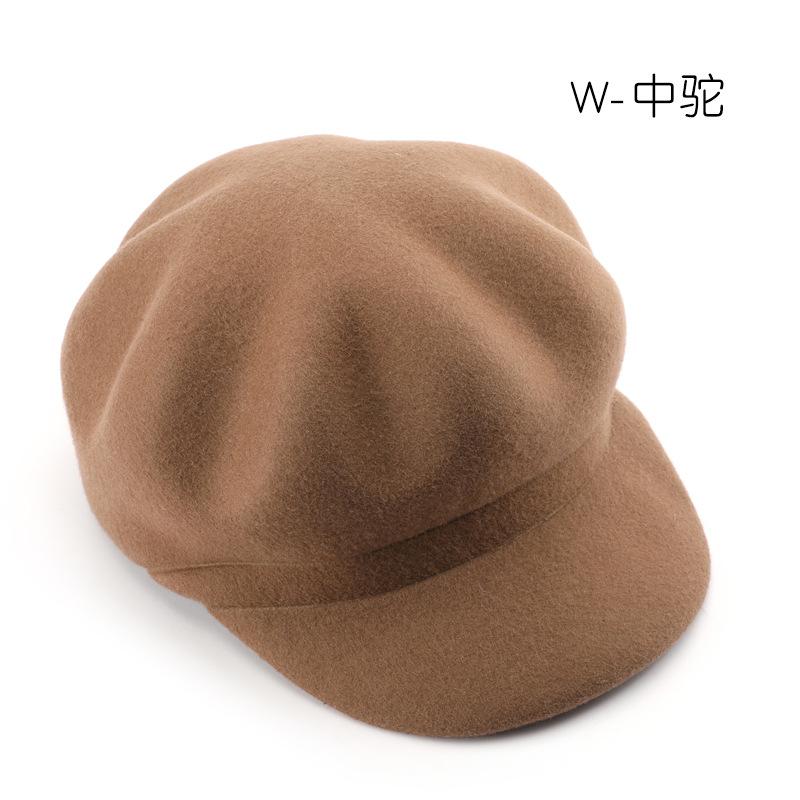 

Hat autumn and winter solid color wool woolen octagonal hat outdoor travel sun protection shade beret