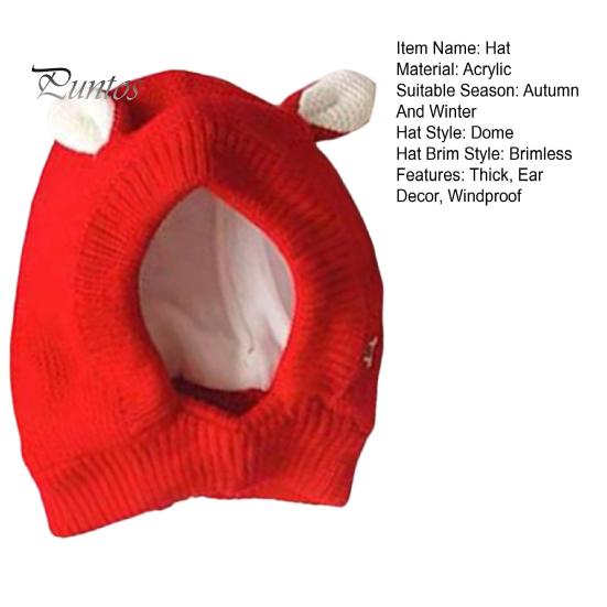 Barn Lue Vinter Pet Cap Strikket Høy elastisitet Holder varmen Ensfarget Øre Decor Småbarn Gutter Jenter Beanie Foto Prop Hodeplagg