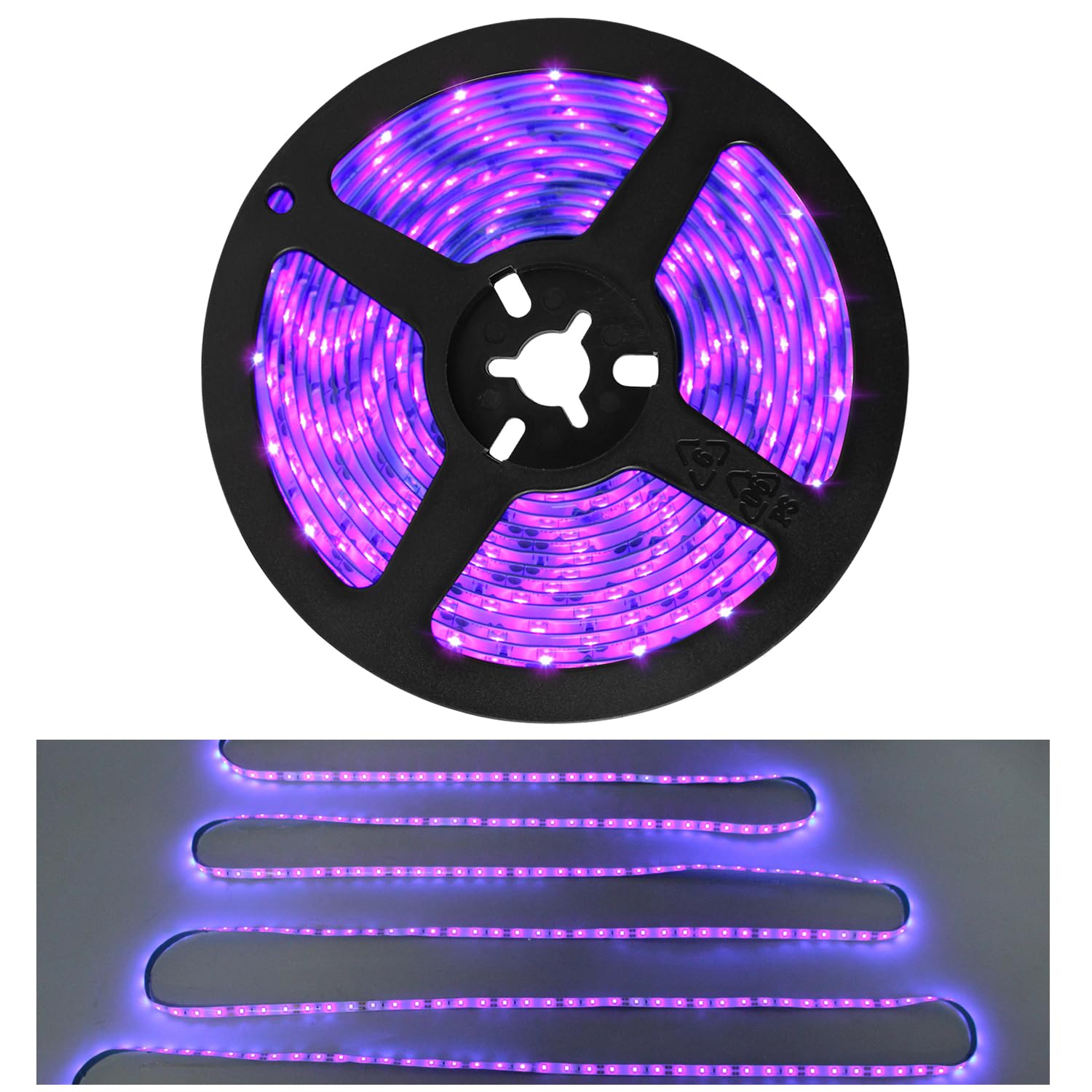 

[Ledoversea Upgraded Edition] 5m Waterproof Black Light Strip with 300 LEDs, High Brightness, 390nm-400nm, Wired on Both Ends, 12V, Cuttable, for