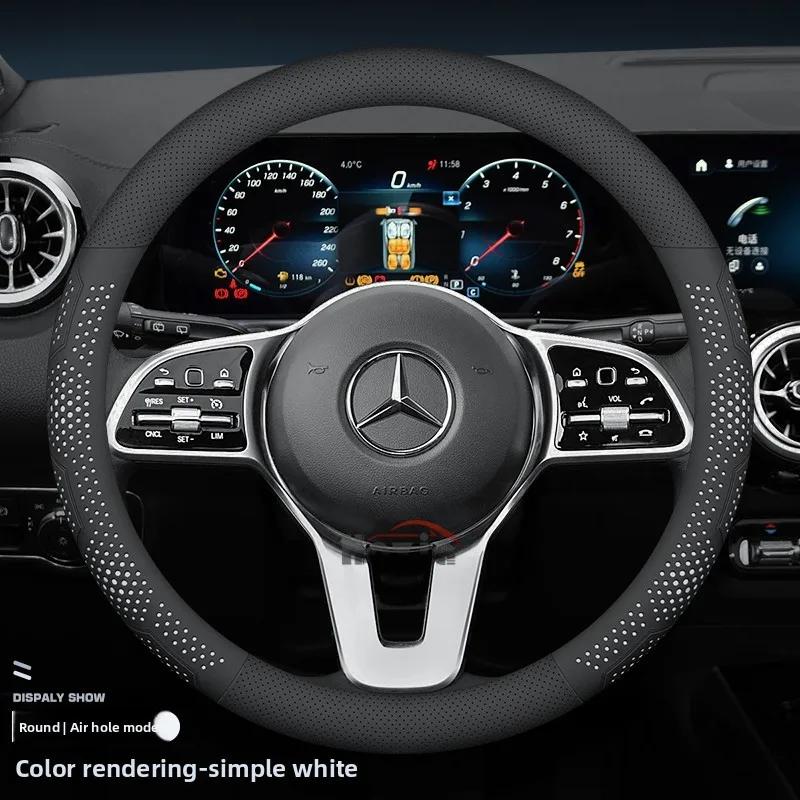 Leather Car Steering Wheel Cover for Mercedes-Benz A-class CLE-class G350 C220 C-class GLB W124 W203 W447 W212 W210 W221 W213 mo00