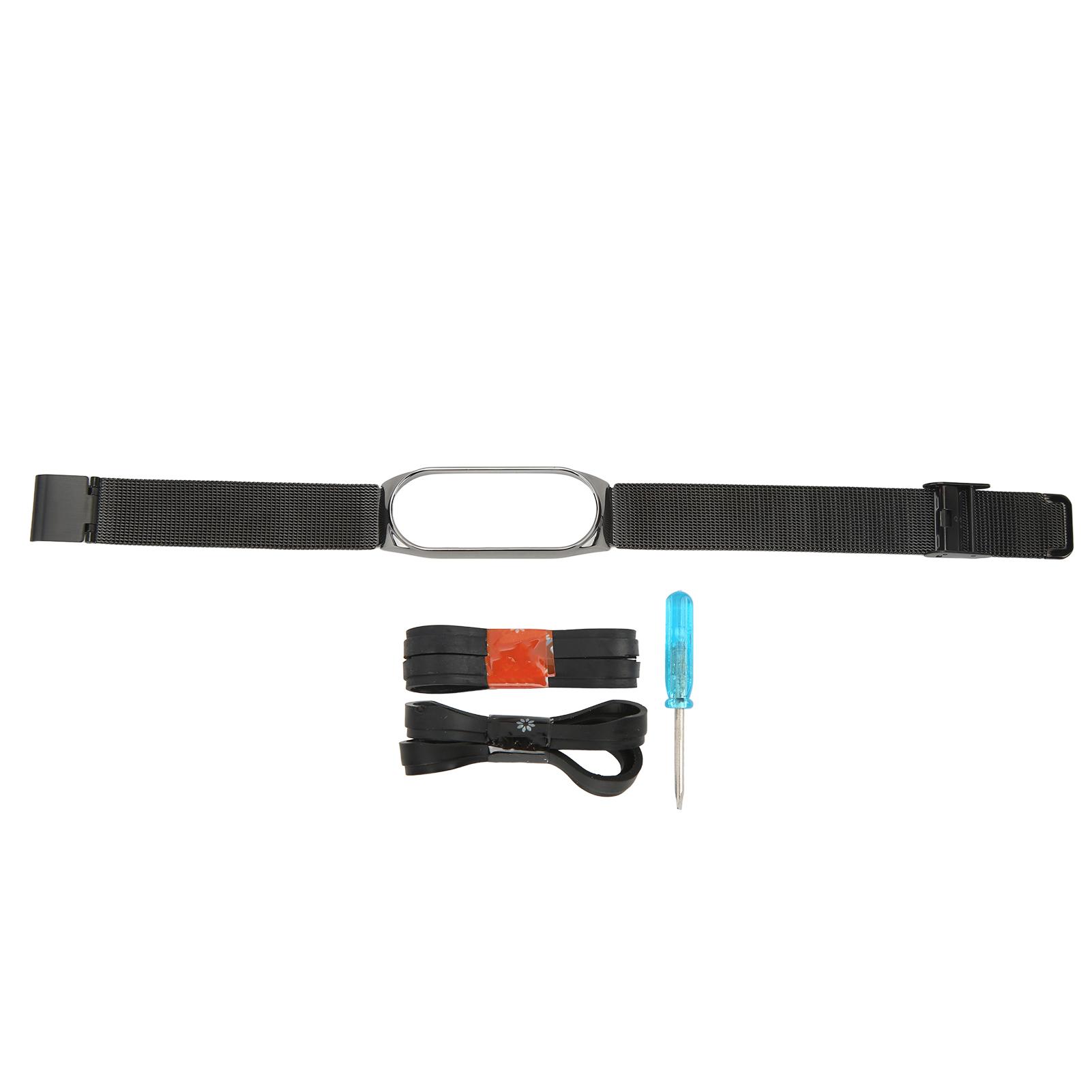 Smart Watch Wristband Black Stainless Steel Smart Watch Strap Replacement with Buckle for Xiaomi for Xiaomi Mi Band 6543