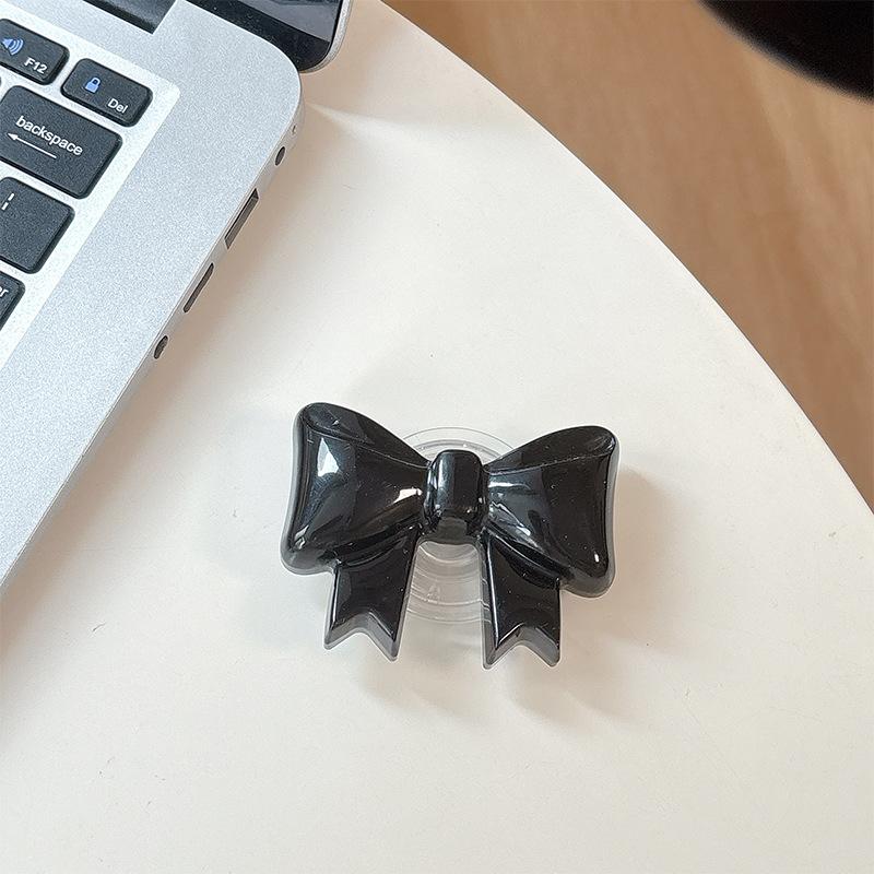 Solid Color Bow Mobile Phone Airbag Bracket Paste Retractable Ring Girl Desktop Drama Support
