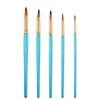 JOWOART 5 Pcs Set Watercolor Brush Pen Nib Round Head Blue Short Wood Nylon Hair Gouache Paint Brush Set Art Supplies for Painting