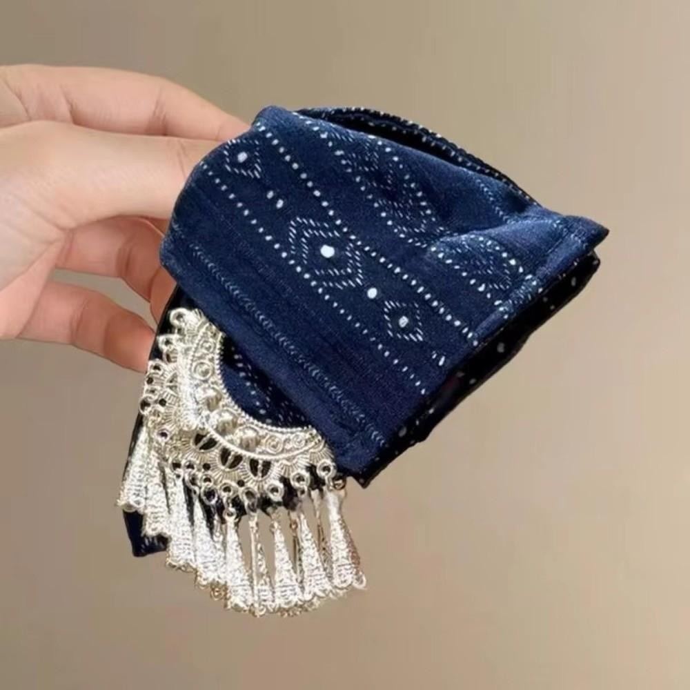 Striped Pattern Ethnic Style Hair Claw Tassel Hair Accessory Triangle Shark Clip  Commuting