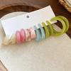 6Pcs/Set Trendy Fashion Pink Green Acrylic Resin C-shaped Hoop Earring Sets Female Elegant Daily Party Jewelry Accessory Gifts
