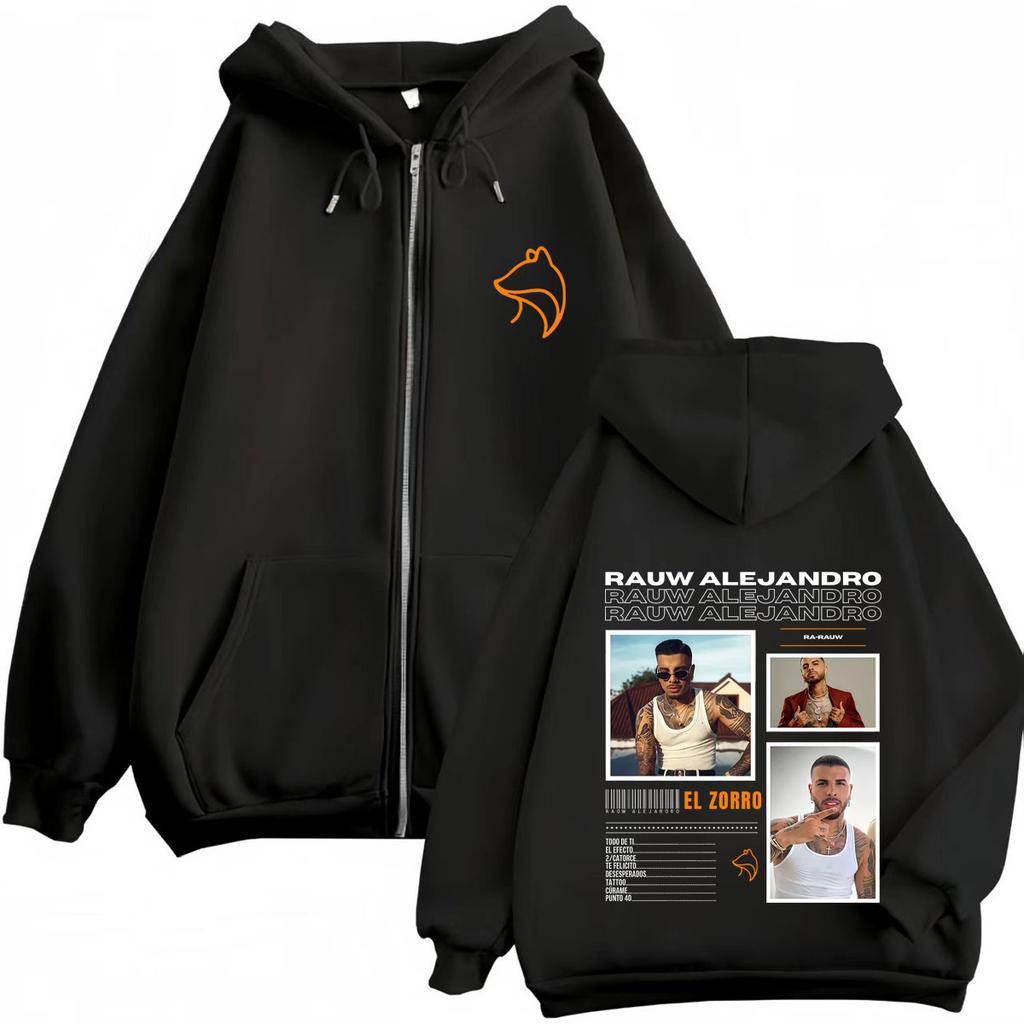 Rauw Alejandro Tour Zipper Hoodie Men Women Fashion Oversized Sweatshirts Casual Vintage Zip Up Jacket Coat