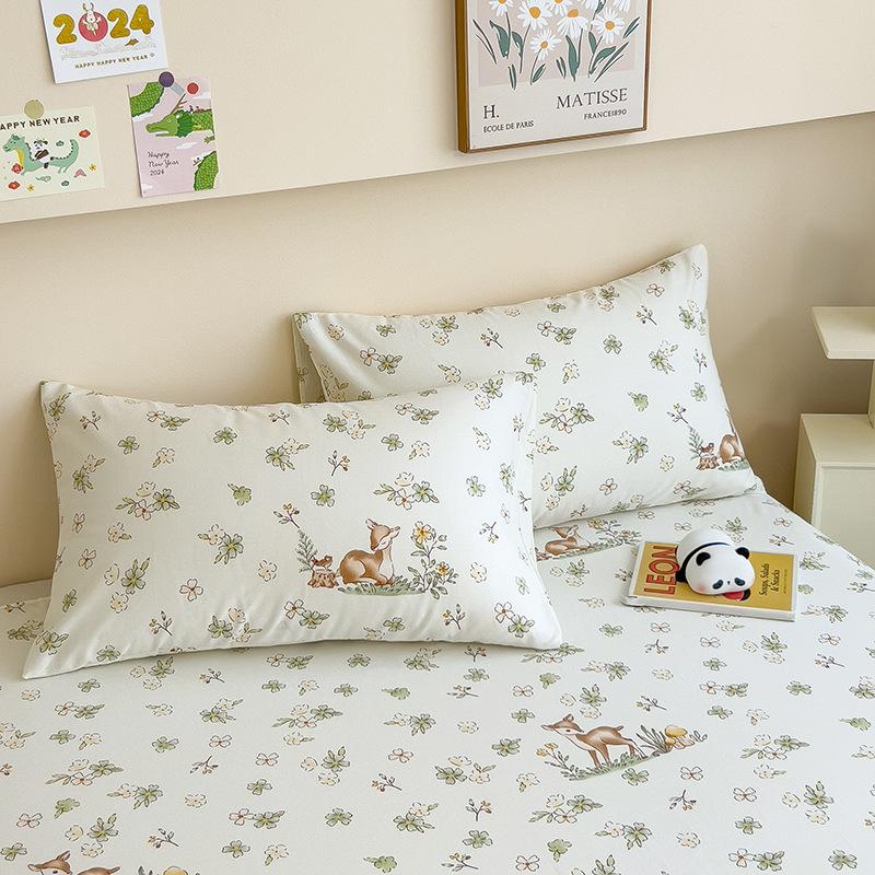Pure Cotton Bed Sheet Set Cartoon Design Twin Full Size Four Seasons Bedding 100% Cotton Mattress Protector Fresh Style Bed Cover 3 Piece Set