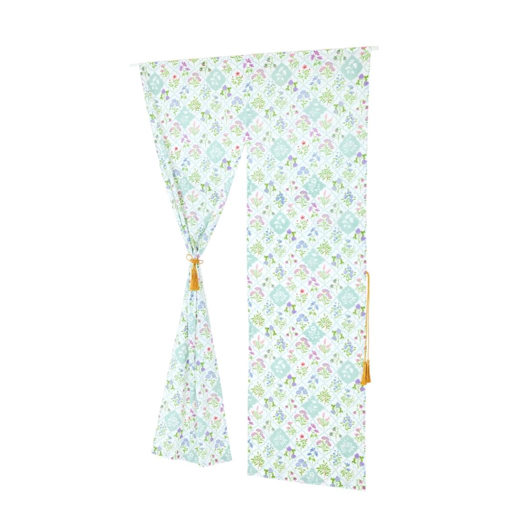 Tomo Corporation Noren Lace Flower Room Product Curtain, Pattern, Blue, Long, Divider, 100% Cotton, 85x150cm, Number 15625-870-343