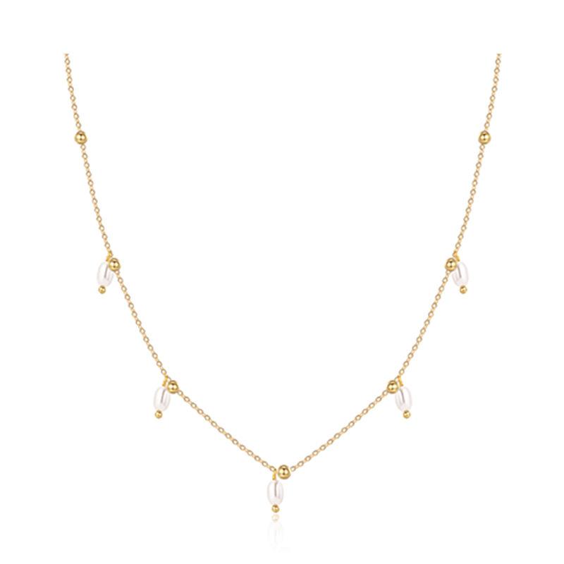 Freshwater Pearl Necklace Collarbone Chain High-End Sense Niche Titanium Steel Non-Fading Jewelry Necklace Women